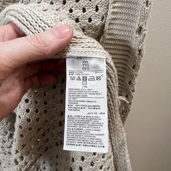 Old Navy Women’s Crochet Fringe Shawl Size XXL Beige Boho Beachy Festival Hippie - Picture 4 of 7